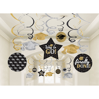 Décorations serpentins de remise de diplôme, paq. 30 Front_Flat