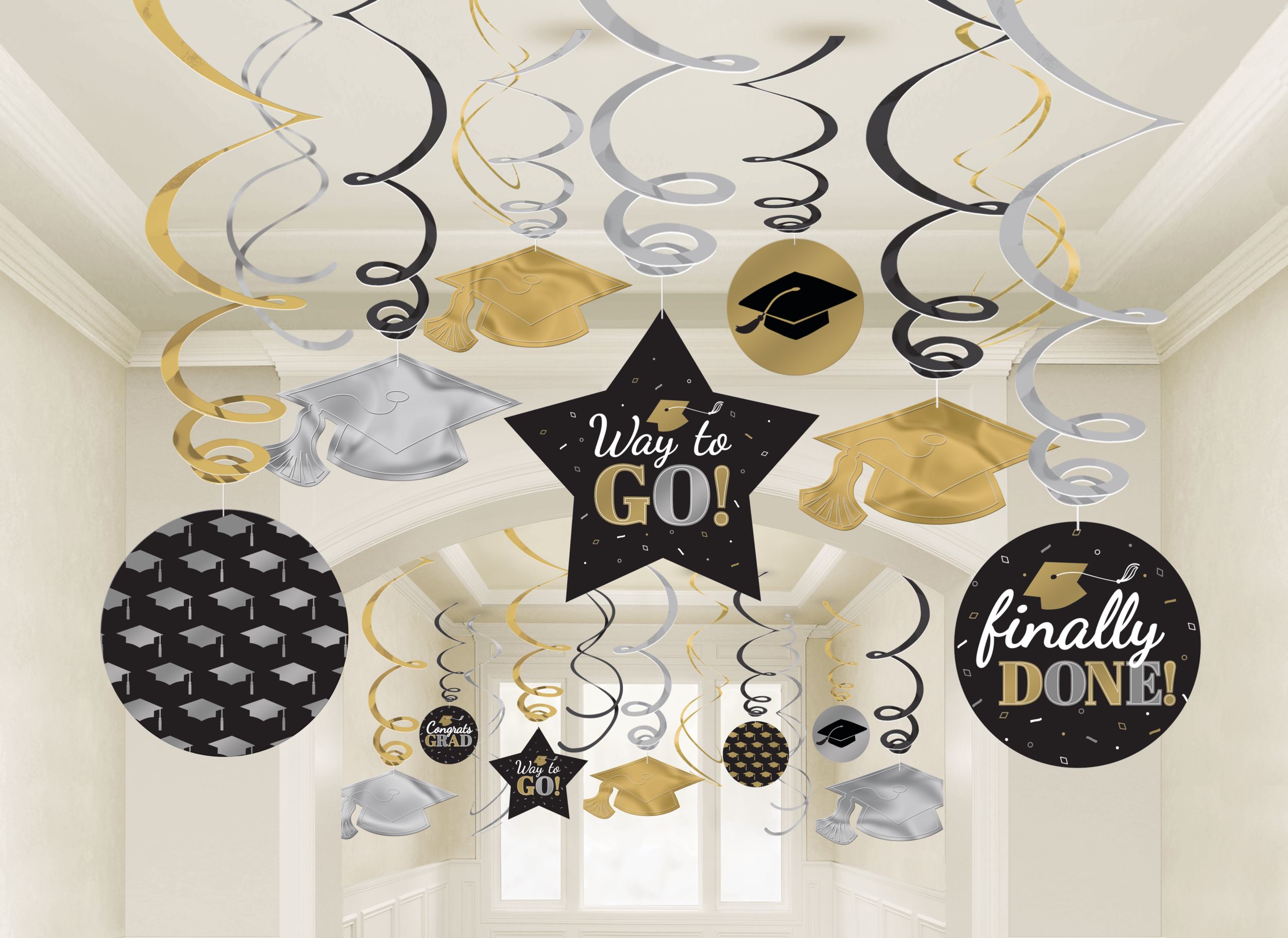 Graduation Swirl Decorations, 30-pc Composite_or_Mixed