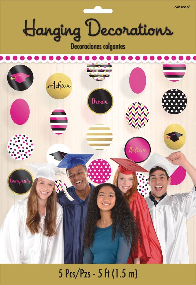 Graduation String Decorations, 5-pc Front_Flat