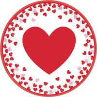 Round Paper Disposable Lunch Plates, Red/White, Heart, 9-in, 8-pk, for Valentine's Day/Anniversary/Wedding Overhead_Flat