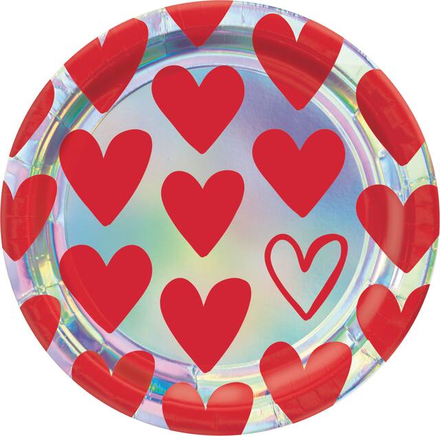 Assiettes à cœurs de la Saint-Valentin, paq. 8 Overhead_Flat