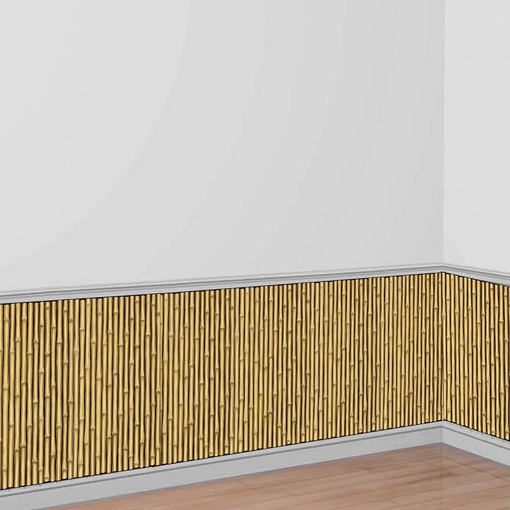 Plastic Scene Setter Room Roll Background Decoration, Brown, Bamboo, 10-ft, for Summer Party Front_Angled_Right