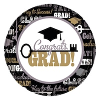 Assiettes de dîner pour remise des diplômes Key to Success, paq. 60 Overhead_Flat