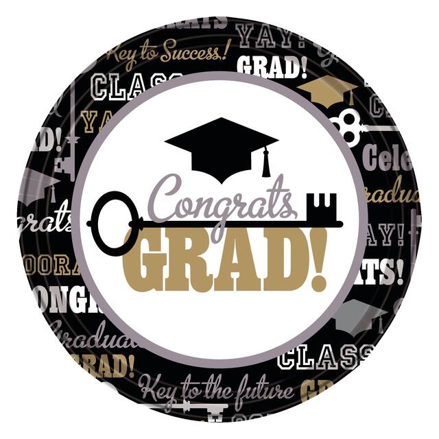 Key to Success Graduation Lunch Plates, 60-pk Overhead_Flat