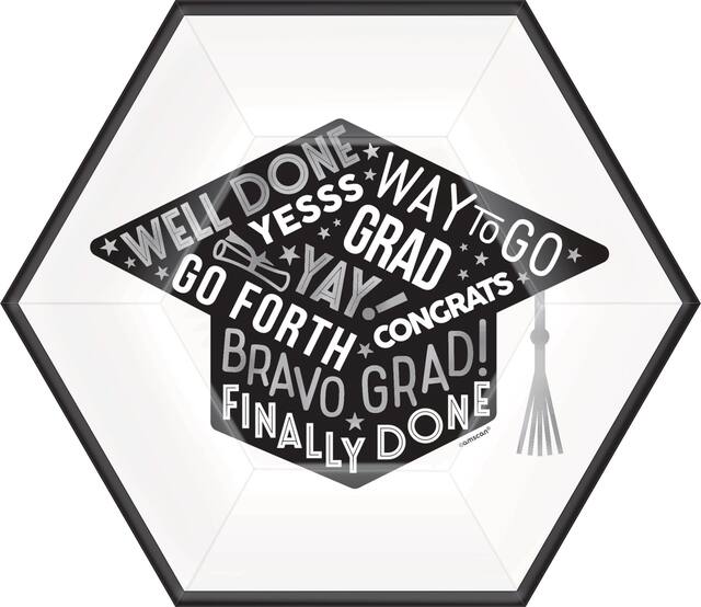 Grid Graduation Hexagon Lunch Plates, 18-pk Overhead_Flat