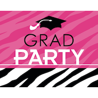 Zebra Party Graduation Invitations, 50-pk Front_Flat