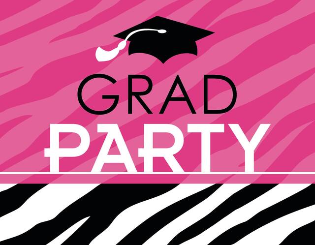 Zebra Party Graduation Invitations, 50-pk Front_Flat