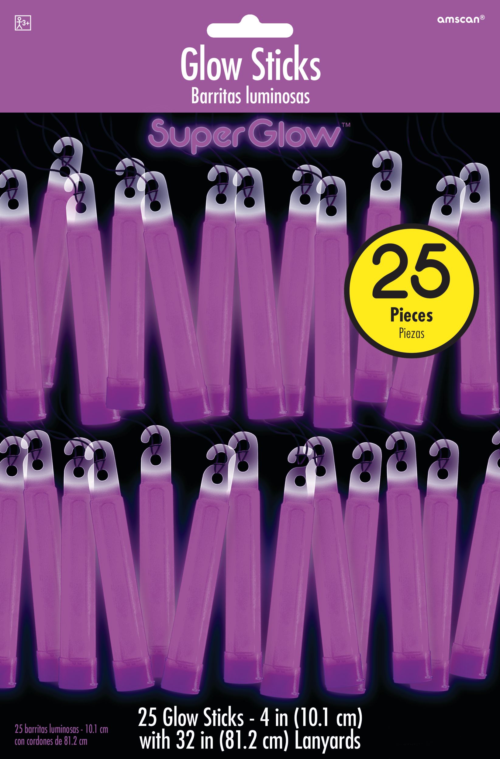 Glow Stick Necklaces, Purple, One Size, 25-pk, for Canada Day/Summer Front_Flat