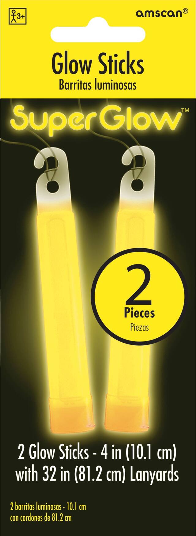 Yellow Glow Stick Necklaces, 2-ct Front_Flat