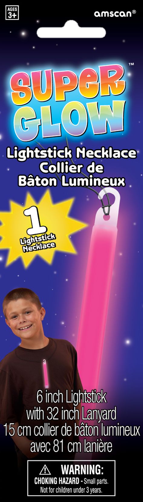 Pink Glow Lightstick, 6-in Front_Flat