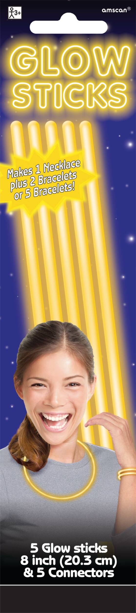 Yellow Glow Bracelets, 5-pk Front_Flat