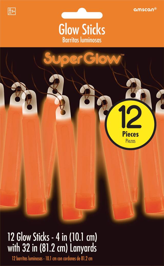 Glow Stick Necklaces, Orange, One Size, 12-pk, for Canada Day/Summer/Halloween Front_Flat
