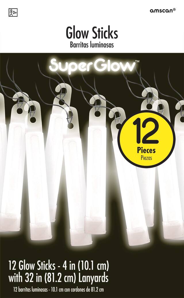 Glow Stick Necklaces, White, One Size, 12-pk, for Canada Day/Summer Front_Flat