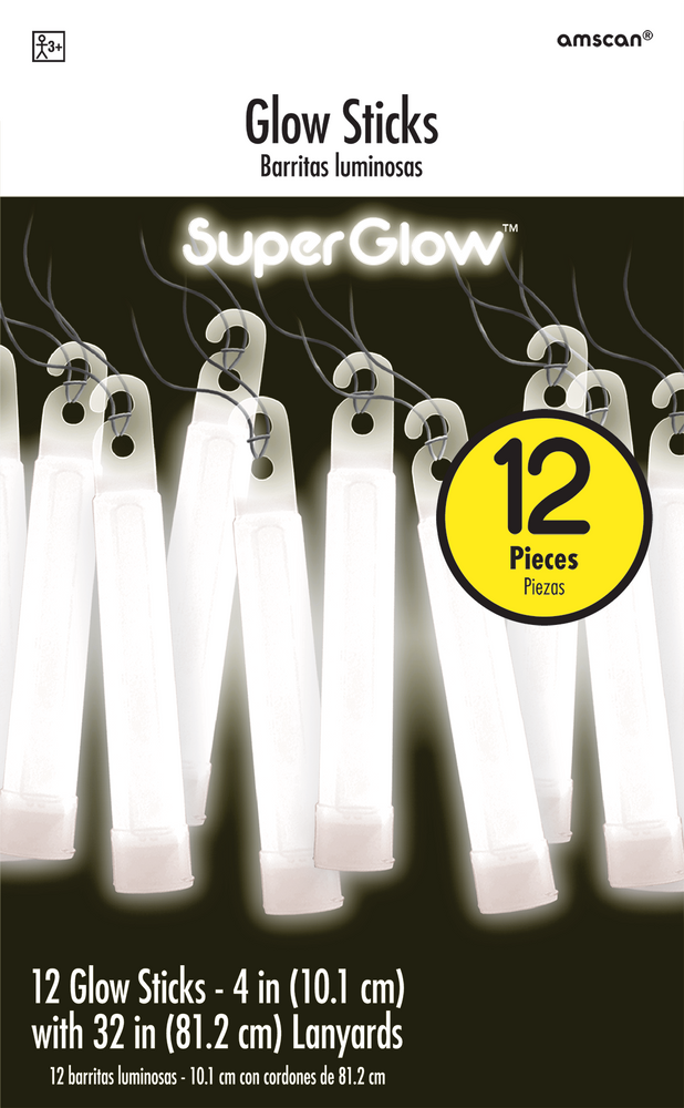 White Glow Stick Necklaces, 12ct Party City