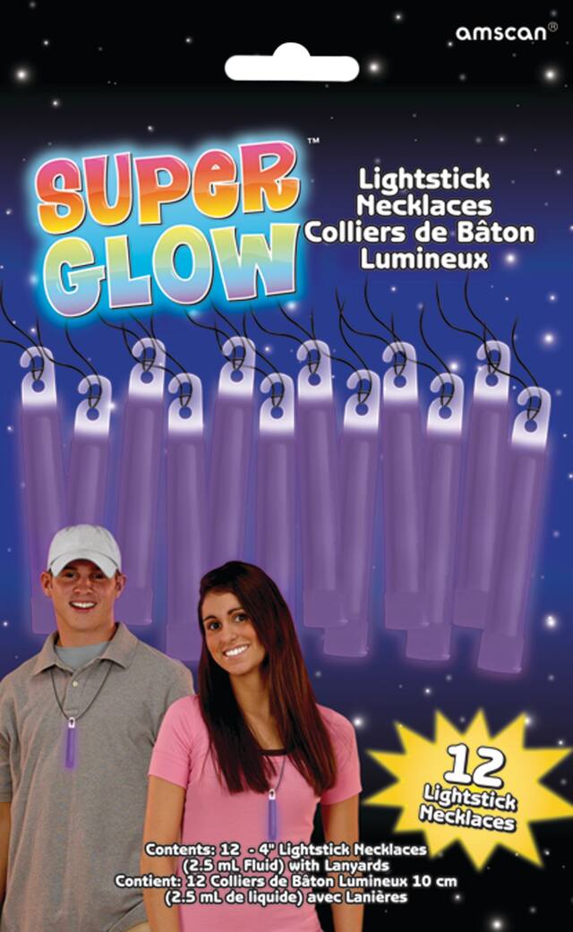 Colliers à bâton luminescent, violet, paq. 12 Front_Flat