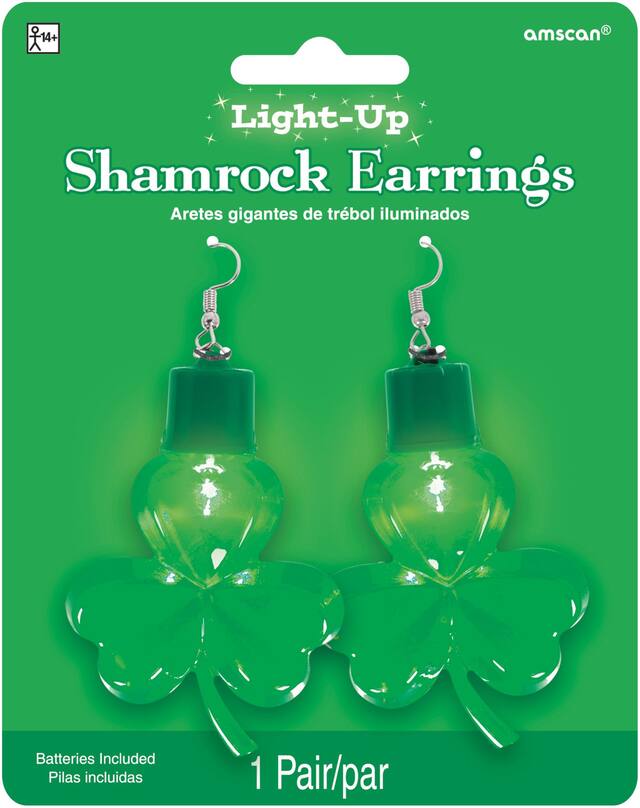 Light-Up Shamrock Earrings Front_Flat