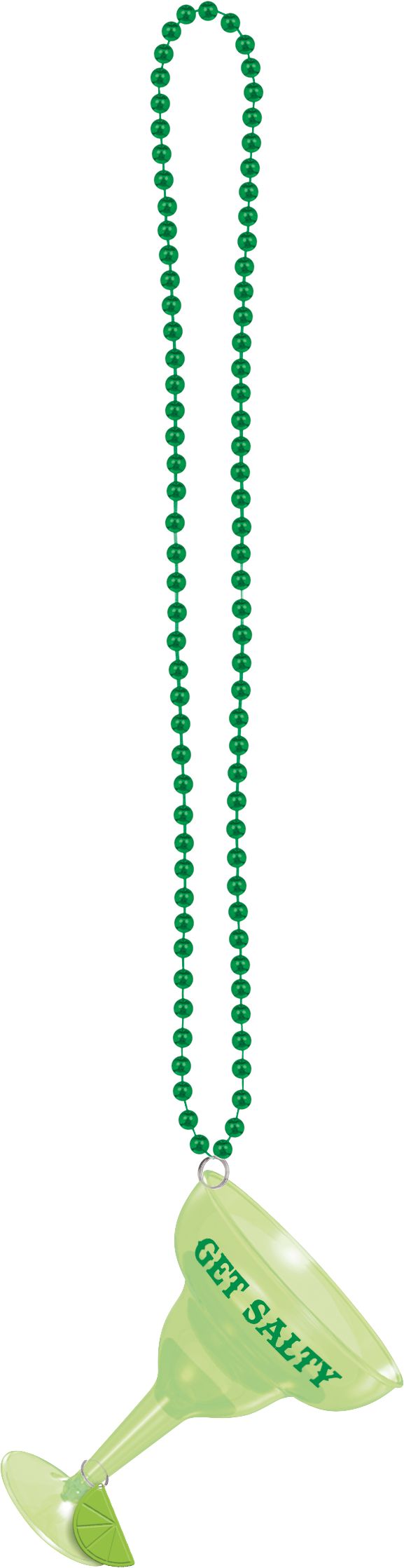 "Get Salty" Margarita Glass Pendant Necklace, Green, One Size, for Summer Party/Fiesta Overhead_Flat