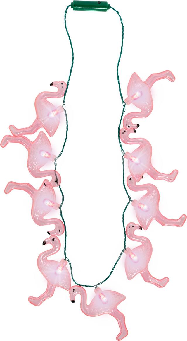 Flamingo Light-Up Pendant Necklace, Pink, One Size, for Summer Party Front_Flat
