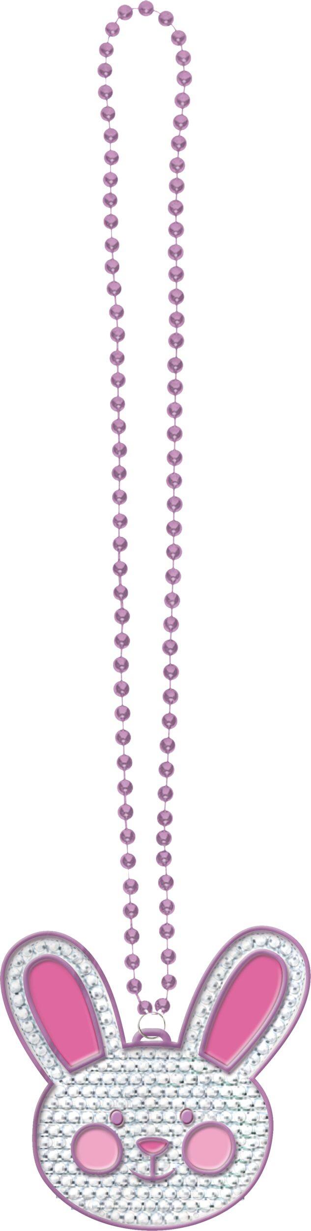 Easter Bunny Rhinestone Necklace Front_Flat