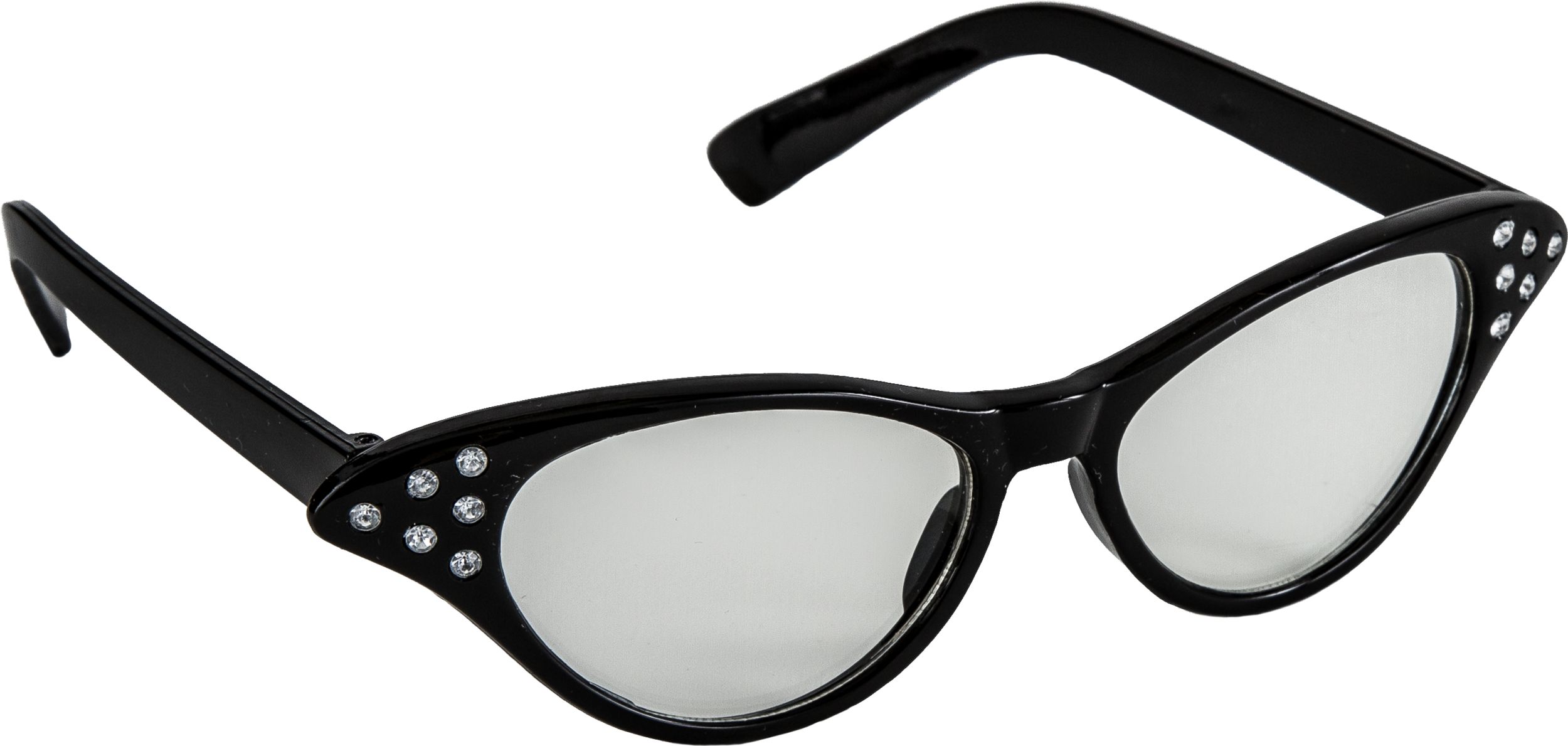 1950's Lady Cateye Wearable Glasses, Black, One Size, for Birthday Party/Halloween Front_Angled_Right