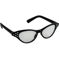 1950's Lady Cateye Wearable Glasses, Black, One Size, for Birthday Party/Halloween Front_Angled_Right