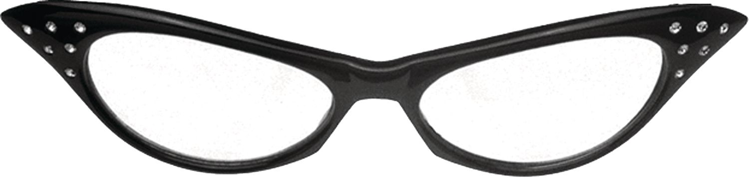 1950's Lady Cateye Wearable Glasses, Black, One Size, for Birthday Party/Halloween Front_Flat