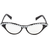 Glam Pear Old Lady Wearable Glasses, Black/White, One Size, for Birthday Party/Halloween Front_Elevated