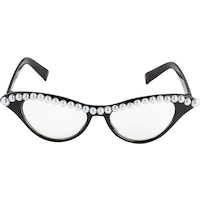 Glam Pear Old Lady Wearable Glasses, Black/White, One Size, for Birthday Party/Halloween