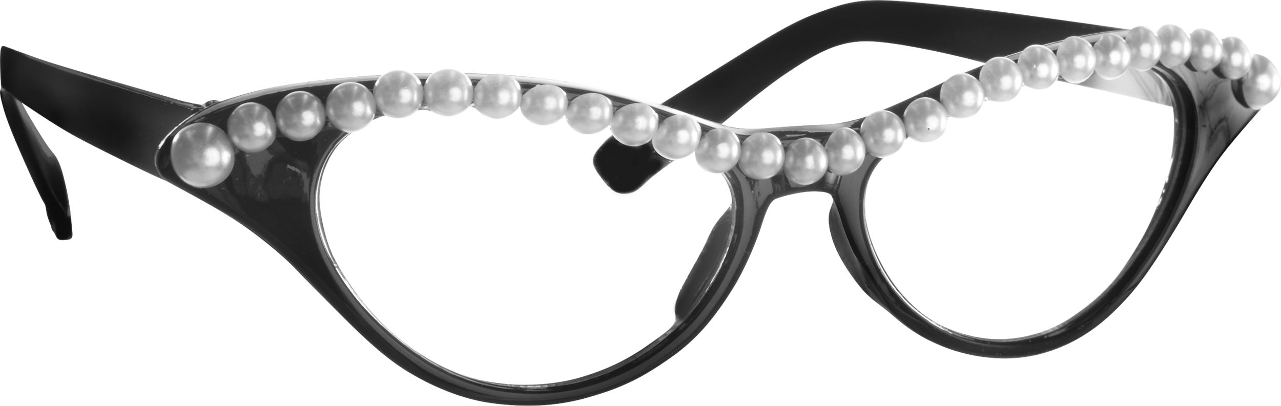 Glam Pear Old Lady Wearable Glasses, Black/White, One Size, for Birthday Party/Halloween Front_Angled_Right