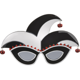 Jester Wearable Sunglasses, Black/White/Red, One Size, for Birthday Party/Halloween Front_Flat