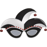 Jester Wearable Sunglasses, Black/White/Red, One Size, for Birthday Party/Halloween
