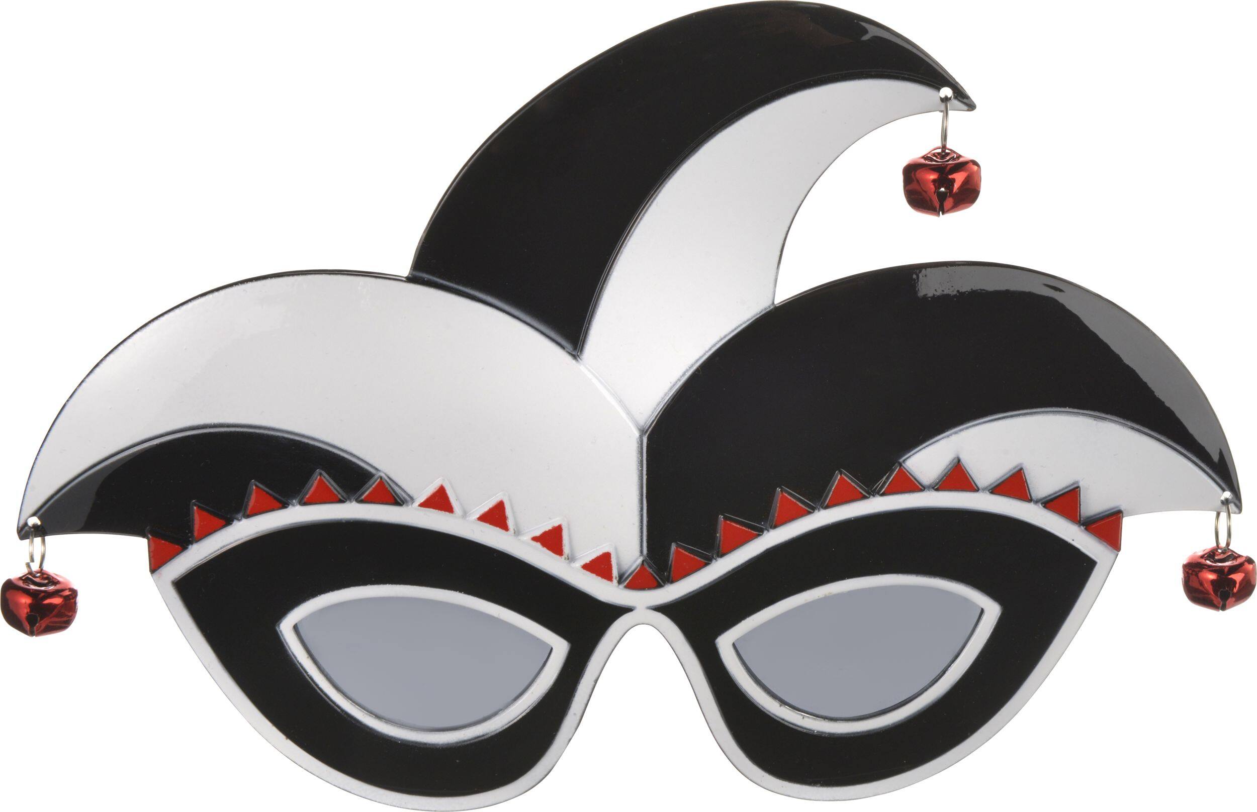 Lunettes de soleil du bouffon noir, blanc Front_Flat