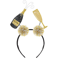 Chapeau en bouteille et flûte à champagne scintillante Front_Flat