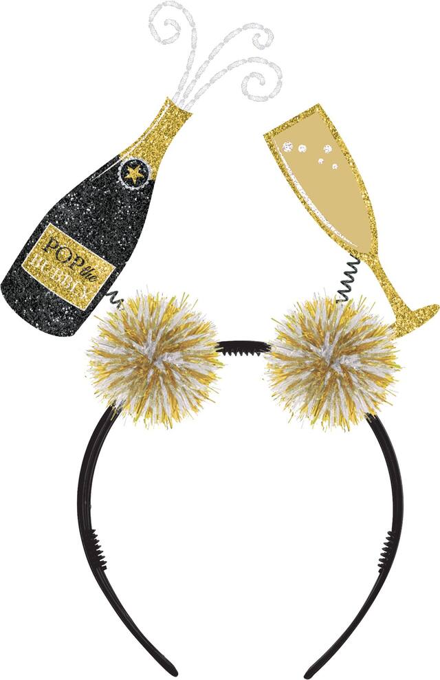 Chapeau en bouteille et flûte à champagne scintillante Front_Flat