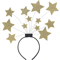 Glitter Gold Star Head Bopper Front_Flat