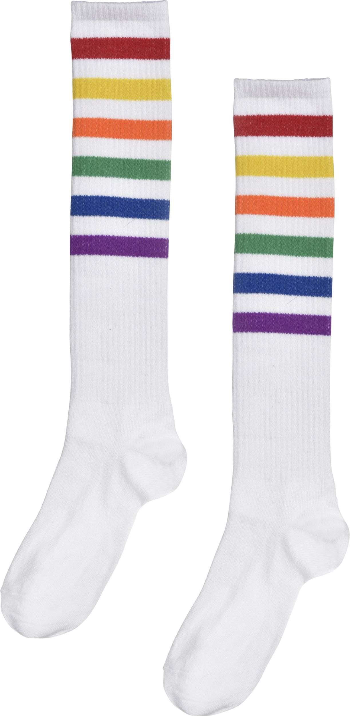Adult Knee High Socks, White/Rainbow, One Size, Wearable Accessory for Pride