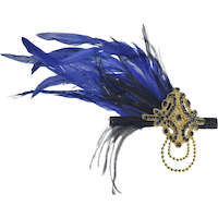 Black & Blue Feather Headpiece Front_Angled_Right