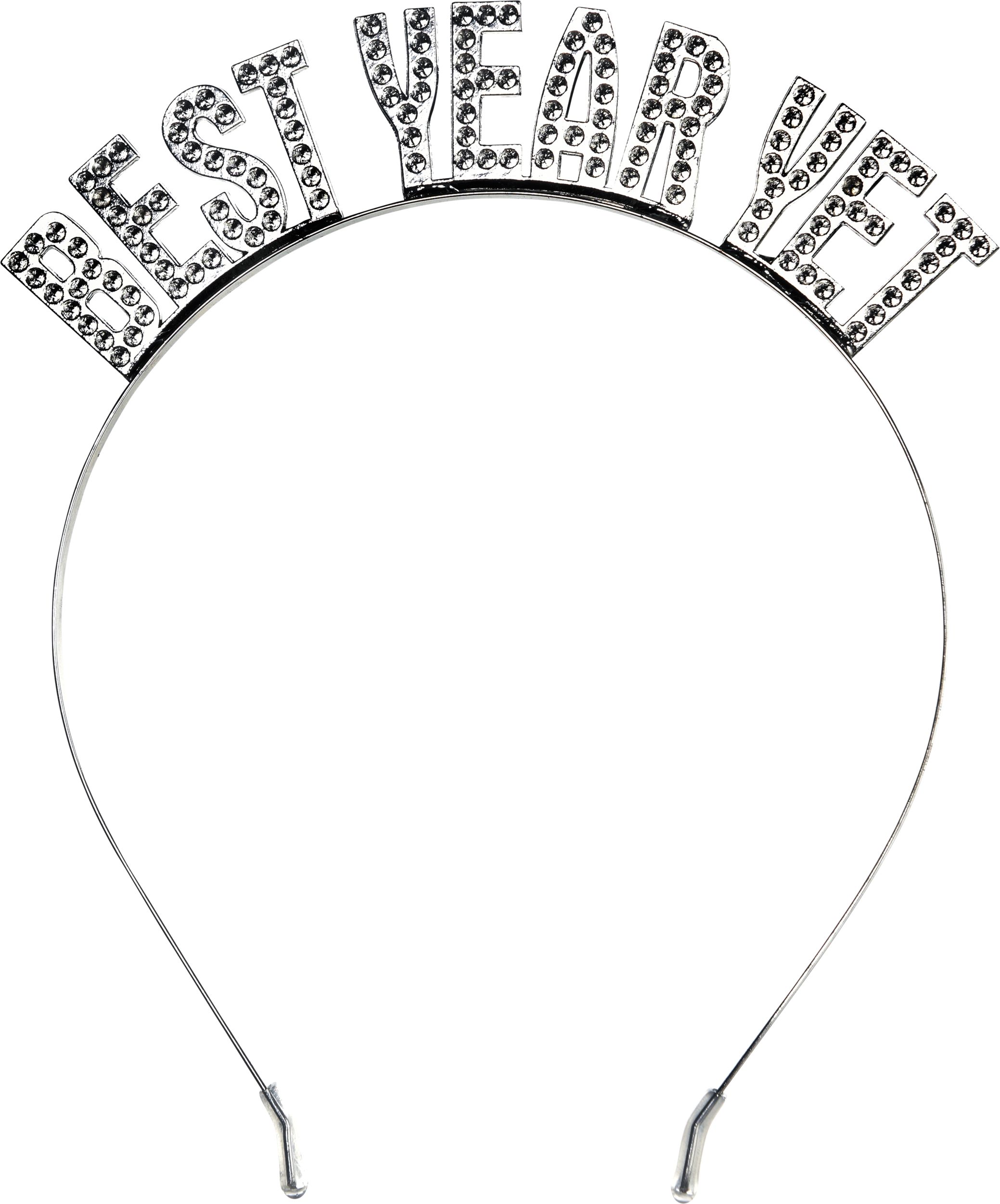 Best Year Yet Headband, Silver Front_Flat