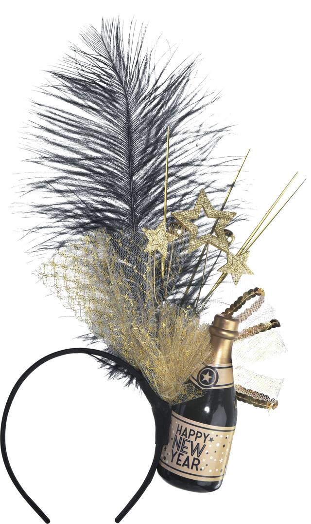 Champagne Happy New Year Headband Front_Flat