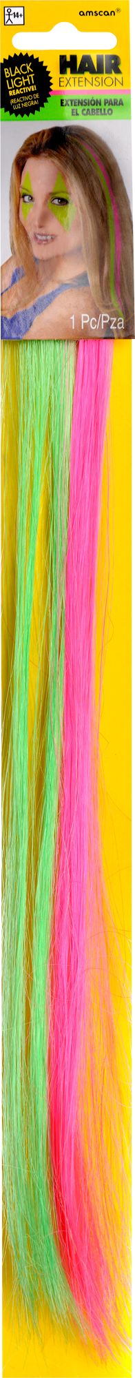 Black-Light Hair Extension, Neon Pink/Green, One Size, Wearable Costume Accessory for Halloween Front_Flat