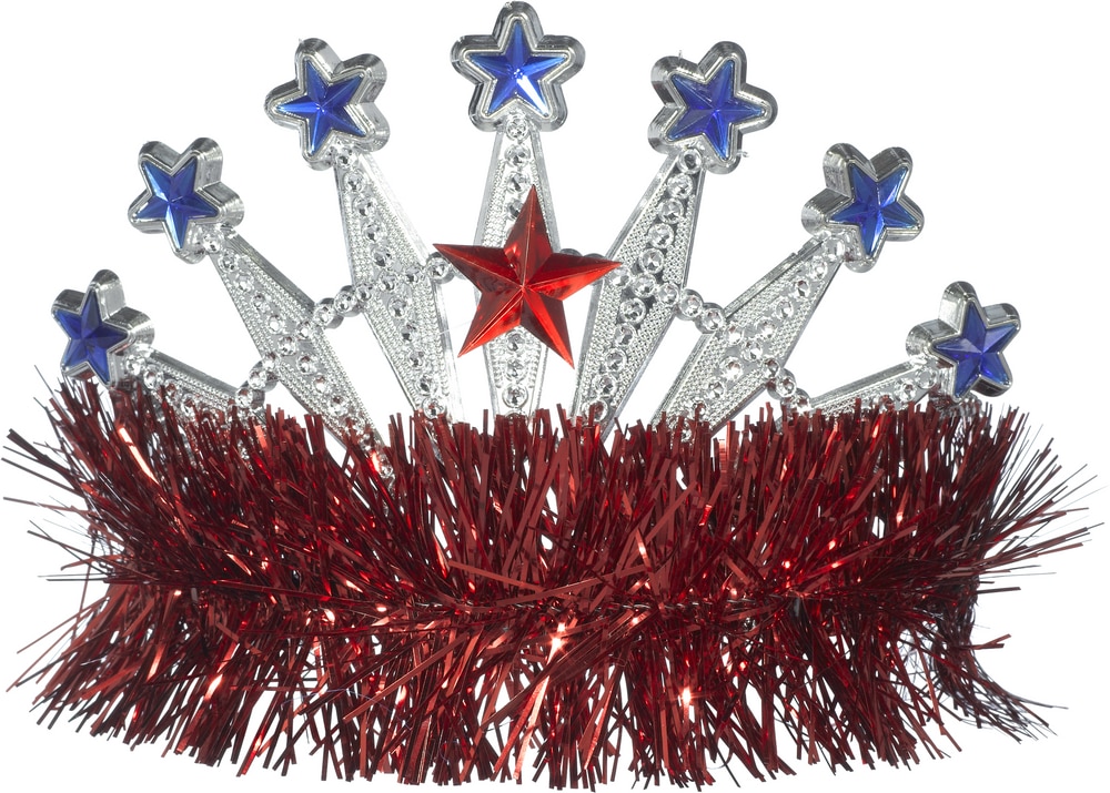 Red, White & Blue Star Tinsel Tiara Party City