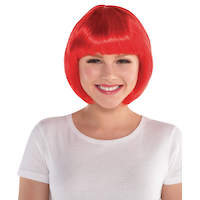 Perruque carrée pour adultes, rouge Front_Flat