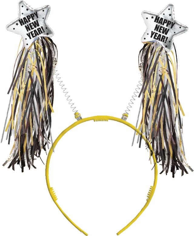 Black, Gold & Silver New Year's Head Bopper Front_Flat