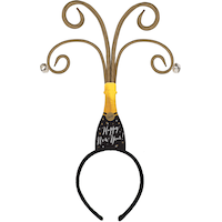 Black, Gold & Silver Champagne Bottle New Year's Head Bopper Front_Flat