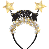 Serre-tête bopper lumineux New Year noir, or et argent Front_Flat