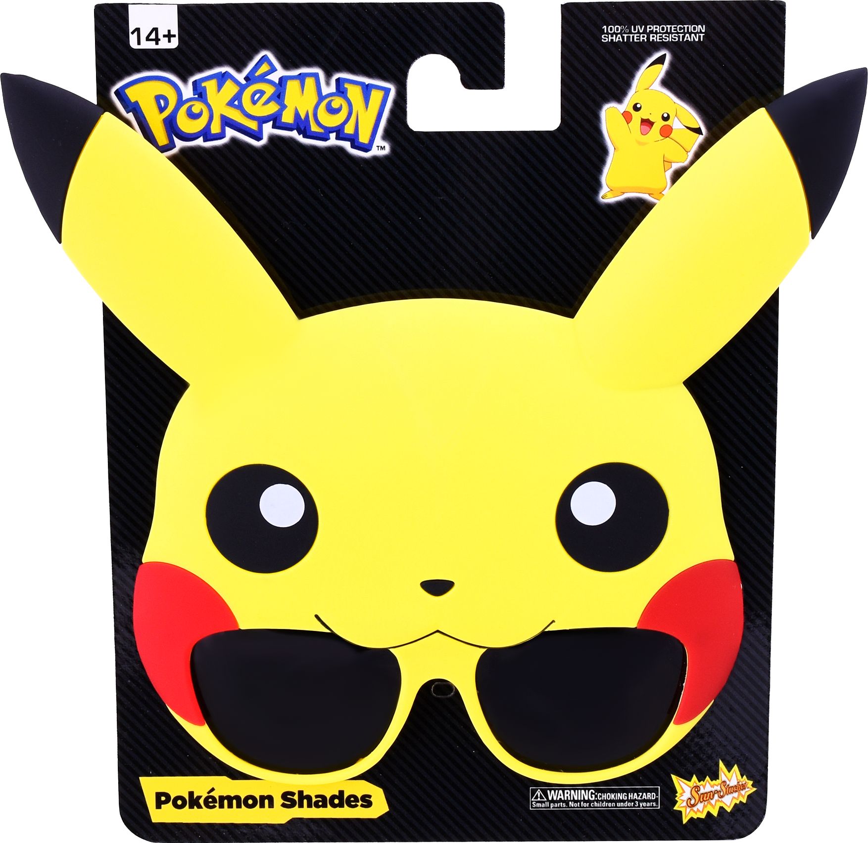Kids Nintendo Pokémon Pikachu Wearable Sunglasses, Yellow, One Size, for Birthday Party/Halloween Front_Flat