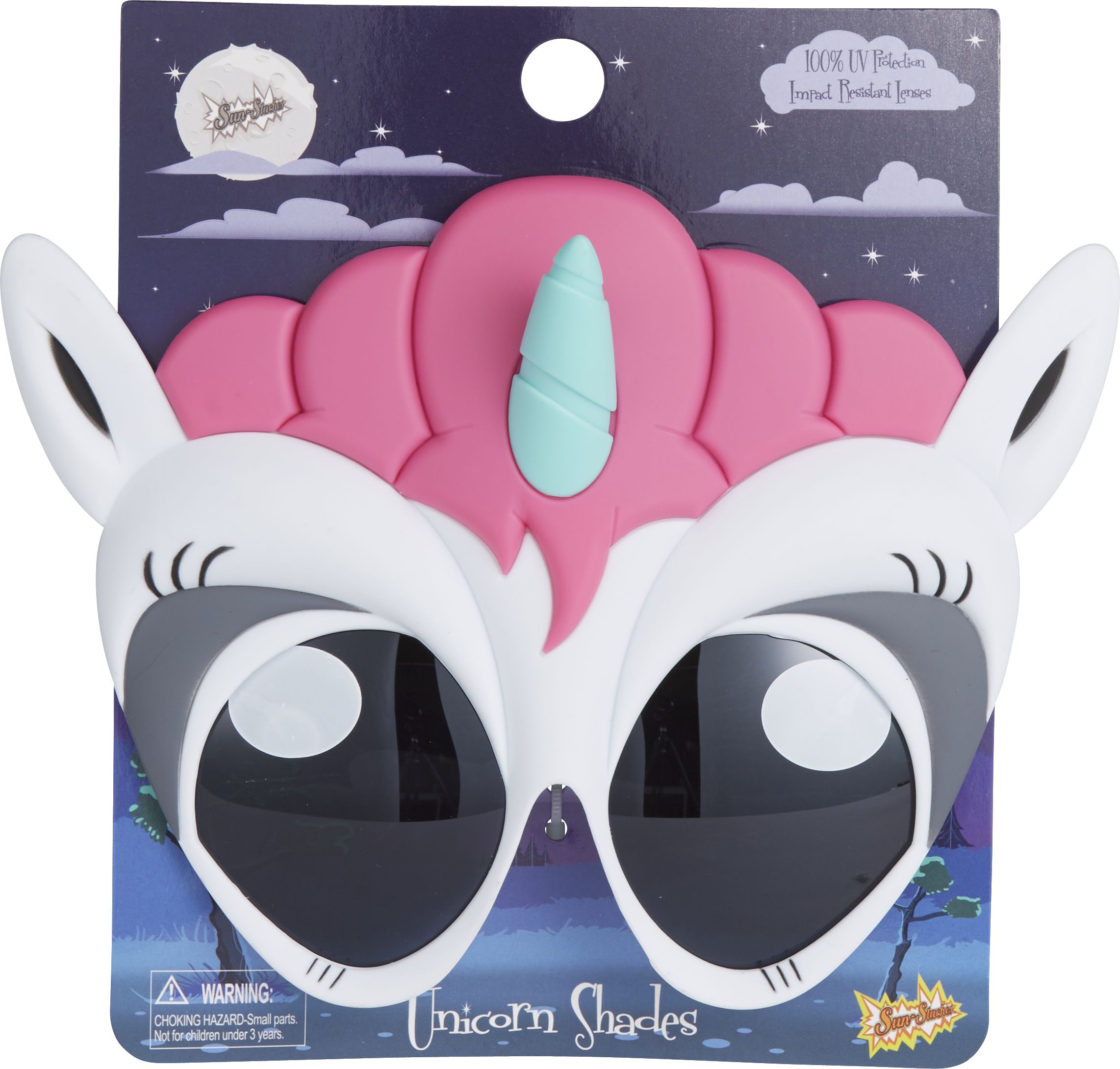 Kids Unicorn Wearable Sunglasses, Pink/White, One Size, for Birthday Party/Halloween, Children's Novelty Sunglasses Front_Flat