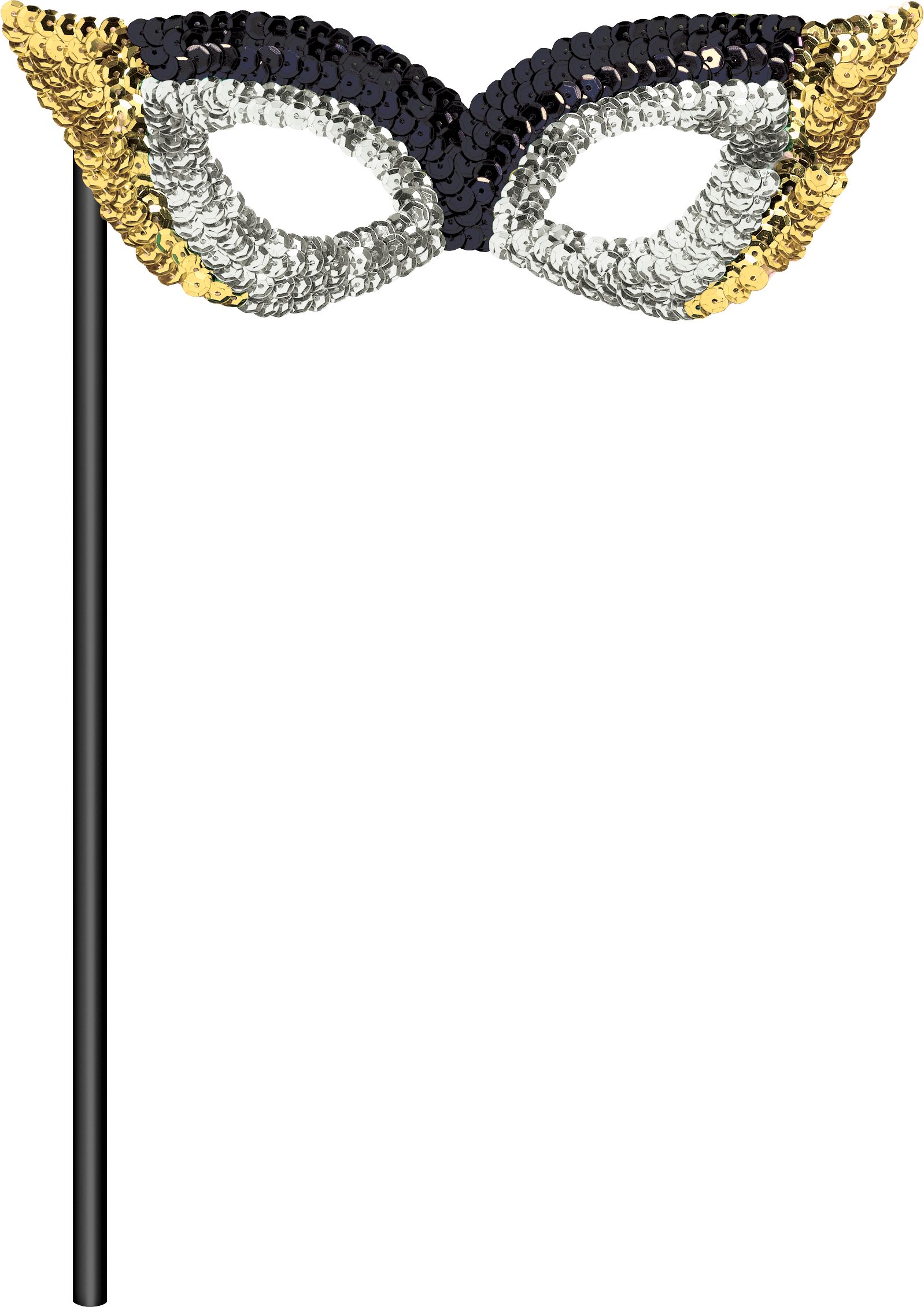 Black, Gold & Silver Masquerade Masks, 6-pk Front_Flat