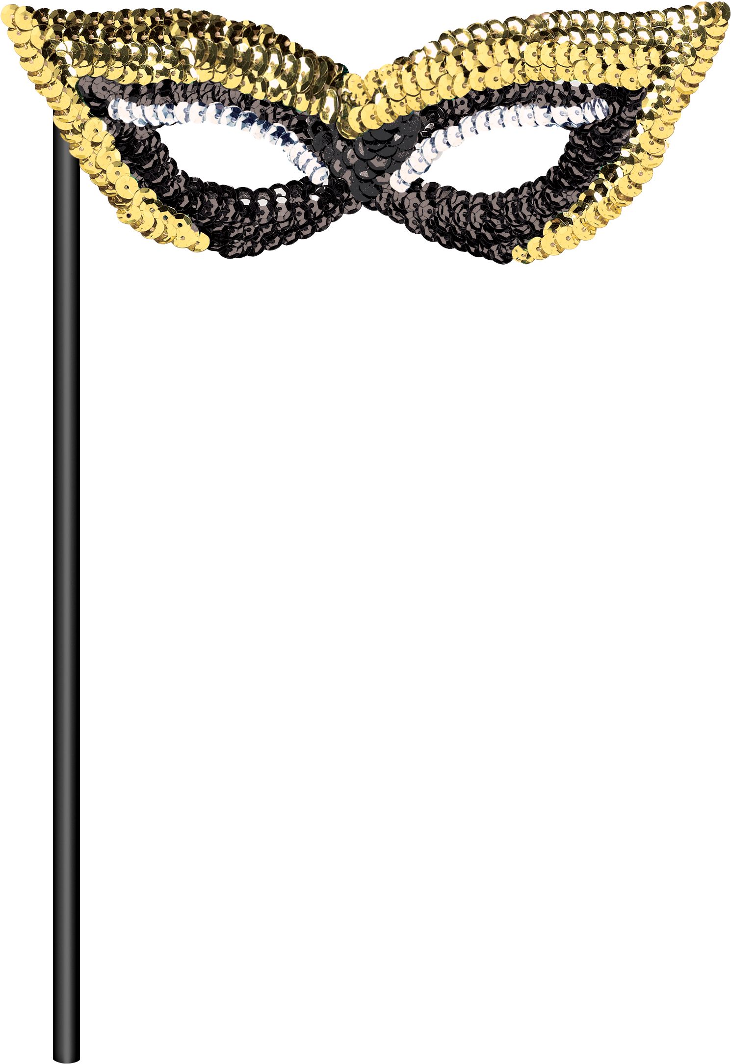 Black, Gold & Silver Masquerade Masks, 6-pk Front_Flat