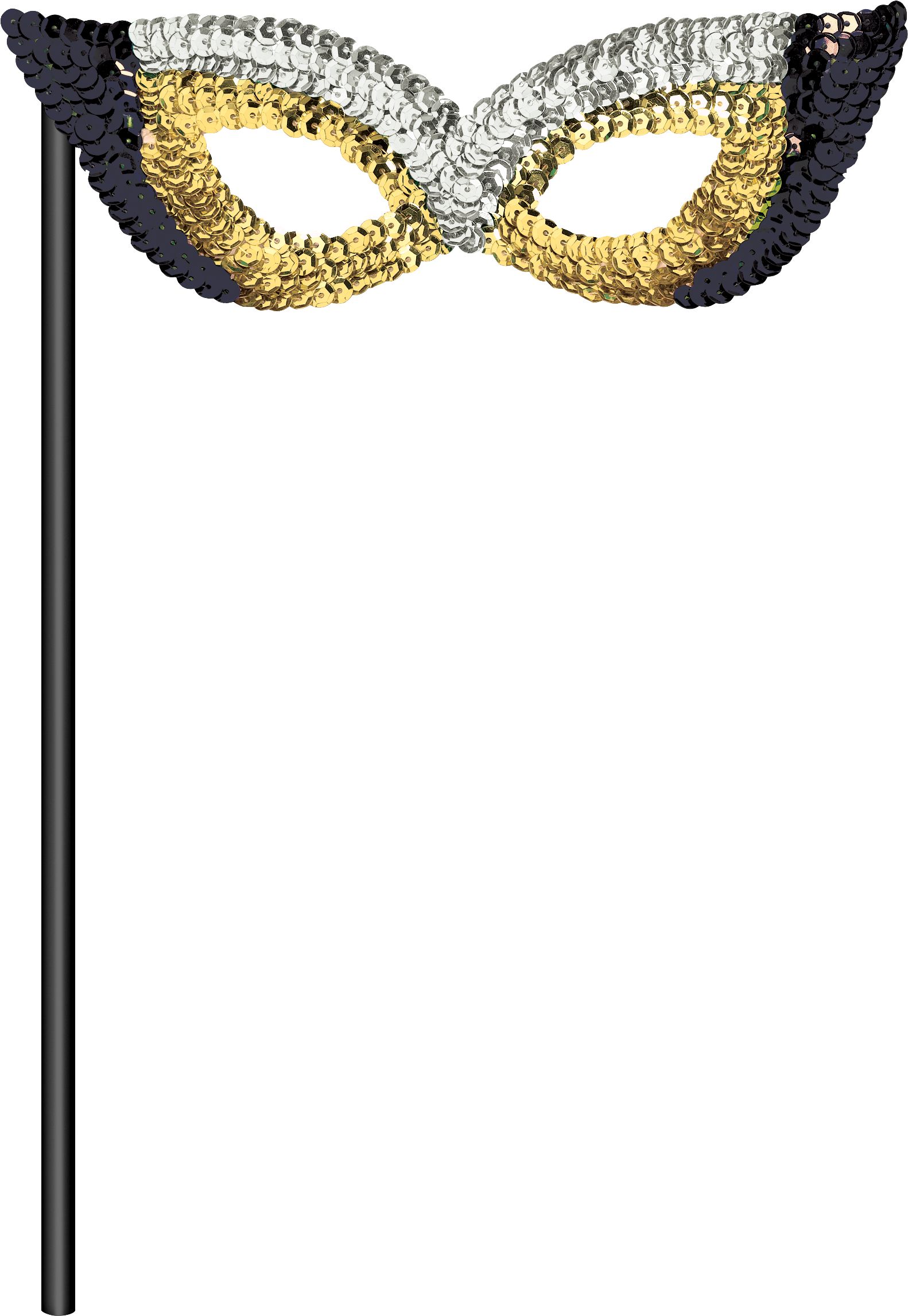 Black, Gold & Silver Masquerade Masks, 6-pk Front_Flat